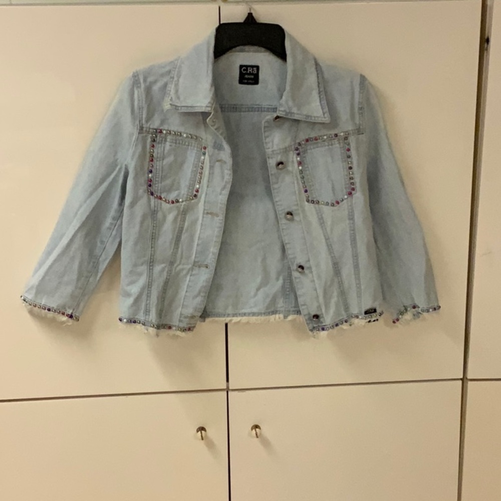 Boho Vintage Light Blue Denim Summer Shirt size S